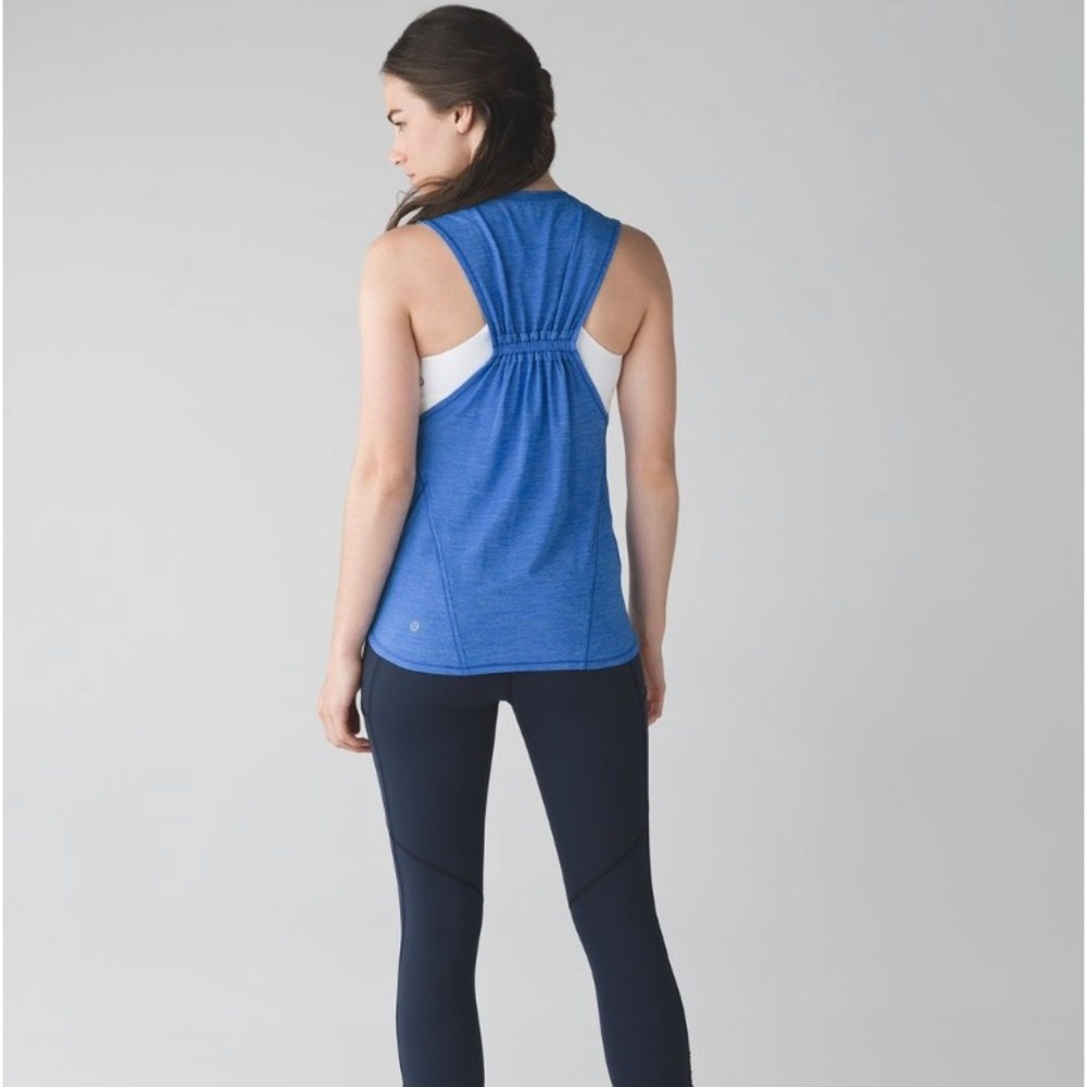 Lululemon Blue Space Dye Cinched T-Back Athletic Tank Top‎ Womens Size 6